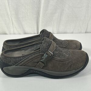 Merrell Encore Sidestep Womens Gray Slip-on Suede/Wool Comfort Mules US Size 8.5